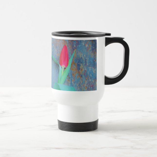 Caneca Térmica Tulipa Vermelha na Cinza Azul (Direita)