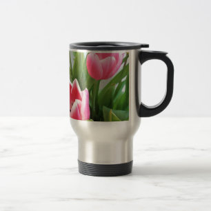 Caneca Térmica Tulipas cor-de-rosa, Buquê de Primavera, flores