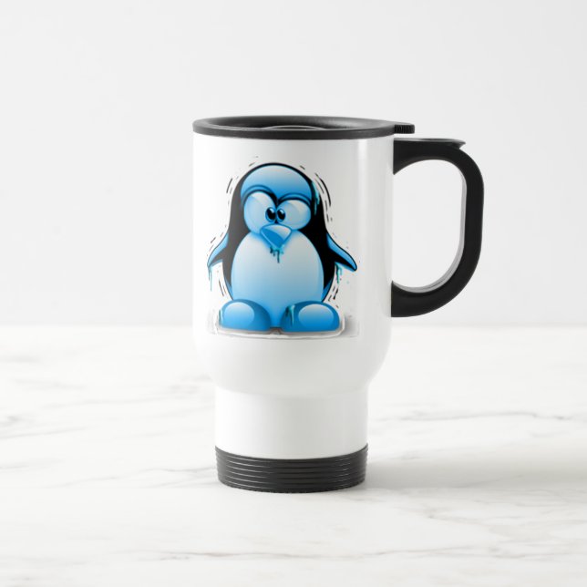 Caneca Térmica Tux azul frio tiritando (Direita)