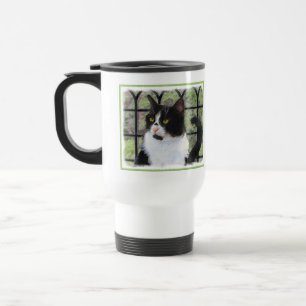 Caneca Térmica Tuxedo Cat em Pintura de Janela Arte Animal Origin
