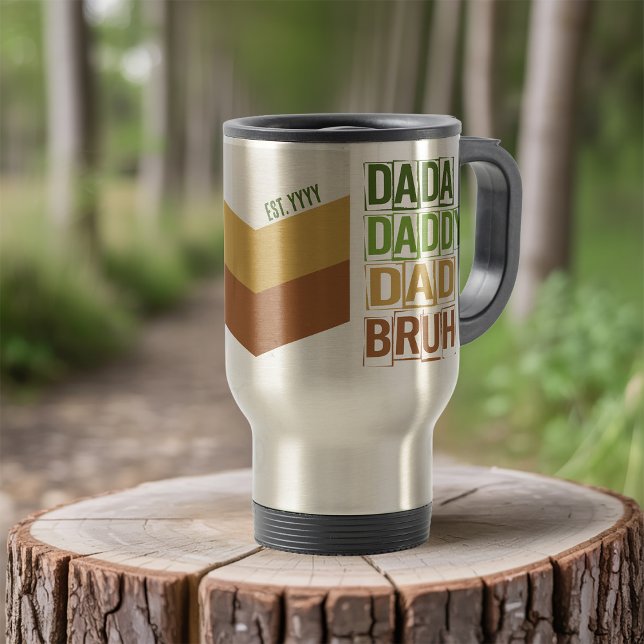 Caneca Térmica Typografia Moderna Est Personalizada Bruh, Pai Pai (Dad travel mug with modern typography)