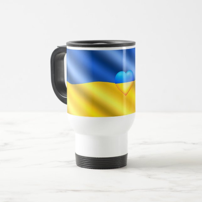 Caneca Térmica Ucrânia - Apoio - Paz da Liberdade - Bandeira Ucra (Frente Esquerda)