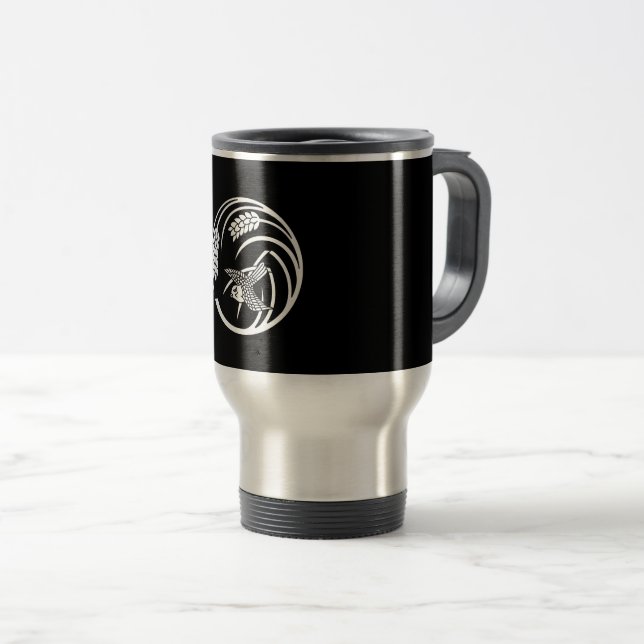 Caneca Térmica um arroz redondo com pardal (Frente Esquerda)