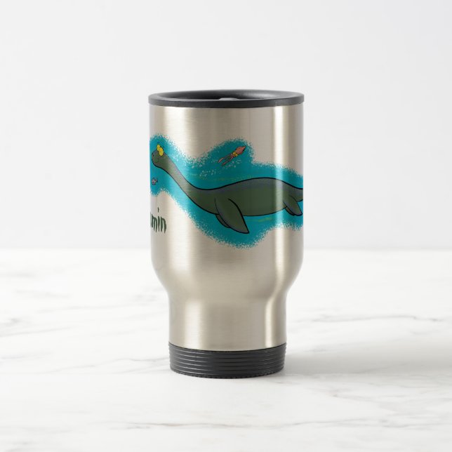 Caneca Térmica Um belo e feliz cartoon de monstro do mar, plesios (Centro)
