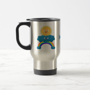 Caneca Térmica Um desenho animado da nuvem-arco-íris, uma nuvem 