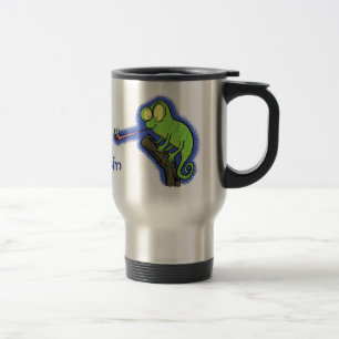 Caneca Térmica Um desenho animado de lagarto de camaleão verde e