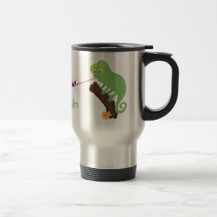 Caneca Térmica Um desenho animado de lagarto de camaleão verde e