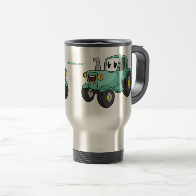 Caneca Térmica Um desenho animado verde e bonito (Frente Esquerda)