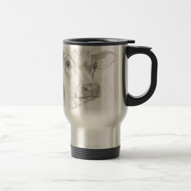 Caneca Térmica Um desenho de uma vaca nova (Direita)