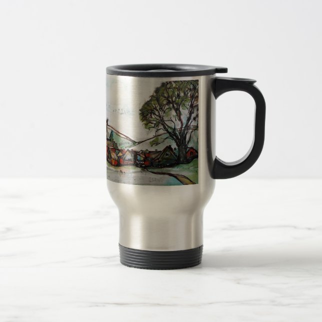 Caneca Térmica Um esboço da Aldeia Britânica Idyllic (Direita)