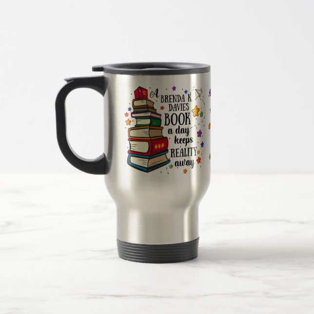 Caneca Térmica Um Livro De Brenda K Davies Um Dia Mantém A Realid (Esquerda)