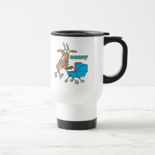 Caneca Térmica uma cabra engraçada empurrando desenho animado
