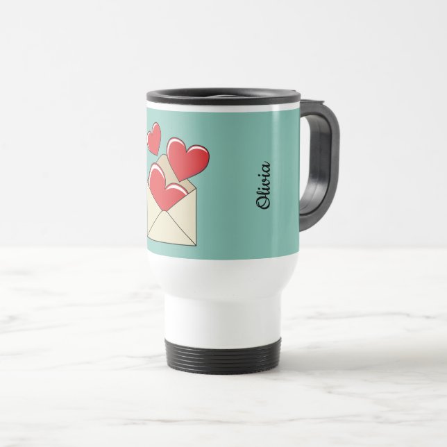 Caneca Térmica Uma Carta de Amor | Adicionar seu texto (Frente Esquerda)