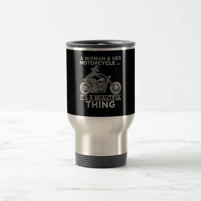 Caneca Térmica Uma Mulher E Seu Presente De Arte De Moto Para Bik (Centro)