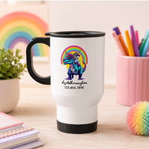 Caneca Térmica Unicorn Andando Dinossauro Arco-Íris