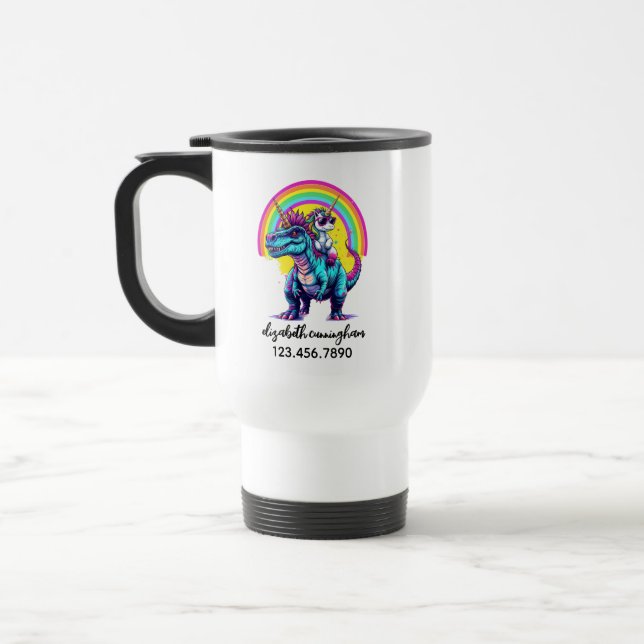 Caneca Térmica Unicorn Andando Dinossauro Arco-Íris (Esquerda)