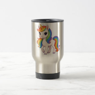 Caneca Térmica Unicórnio arco-íris fofo e colorido