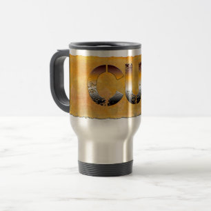 Caneca Térmica Ursinho de SlipperyJoe, palavra cor laranja-castan