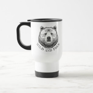 Caneca Térmica Urso, Selvagem E Gratuita, Ilustração Desenhada À 