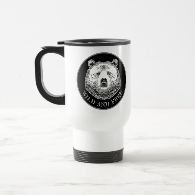 Caneca Térmica Urso, Selvagem E Gratuita, Ilustração Desenhada À  (Esquerda)