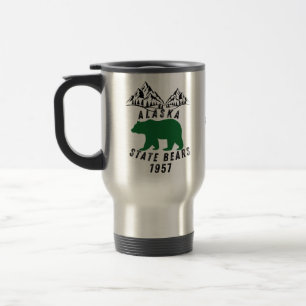 Caneca Térmica Ursos do Estado do Alasca Projeto Preto Retro 1957