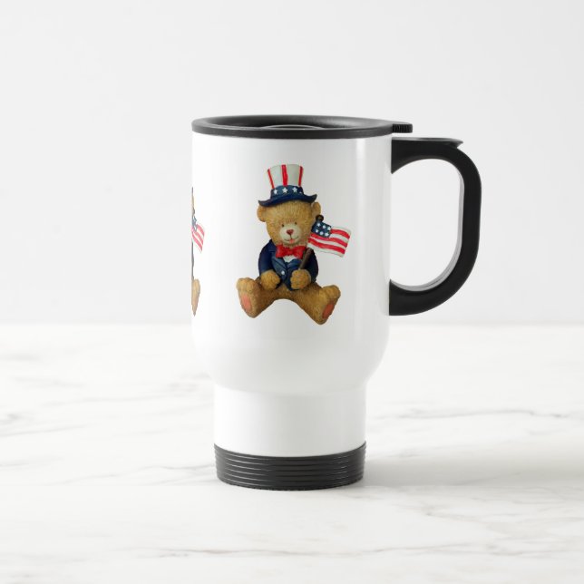 Caneca Térmica USA Flag Patriotic Teddy Bear (Direita)