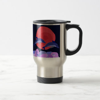 Caneca Térmica UU- arte graciosa do primitivo dos golfinhos do