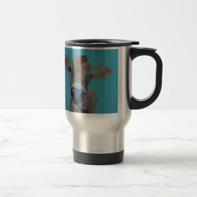 Caneca Térmica Vaca do jérsei que lambe seu nariz (Direita)