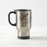 Vaca feliz com cartum de mamadeira