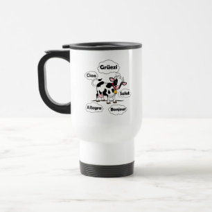 Caneca Térmica Vaca suíça Grüezi Bonjour Ciao Suiça
