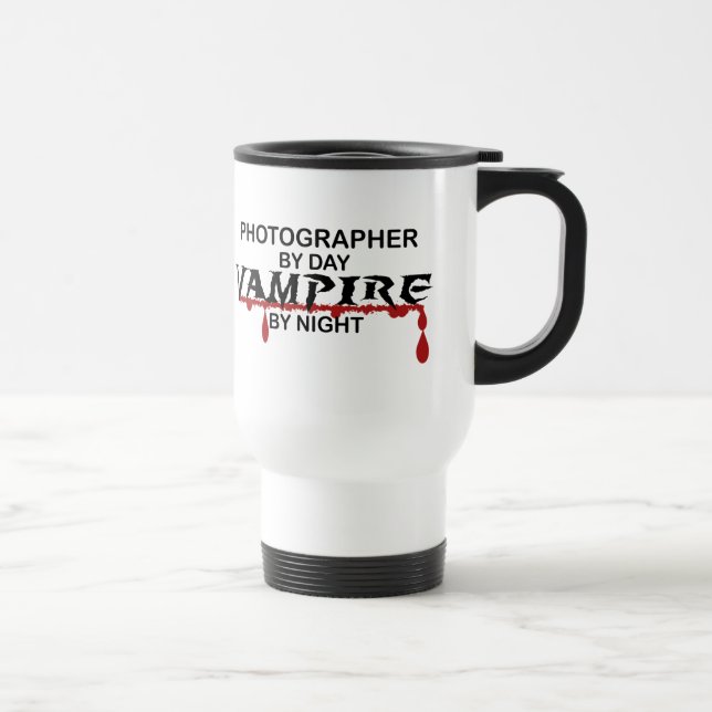 Caneca Térmica Vampiro do fotógrafo em a noite (Direita)