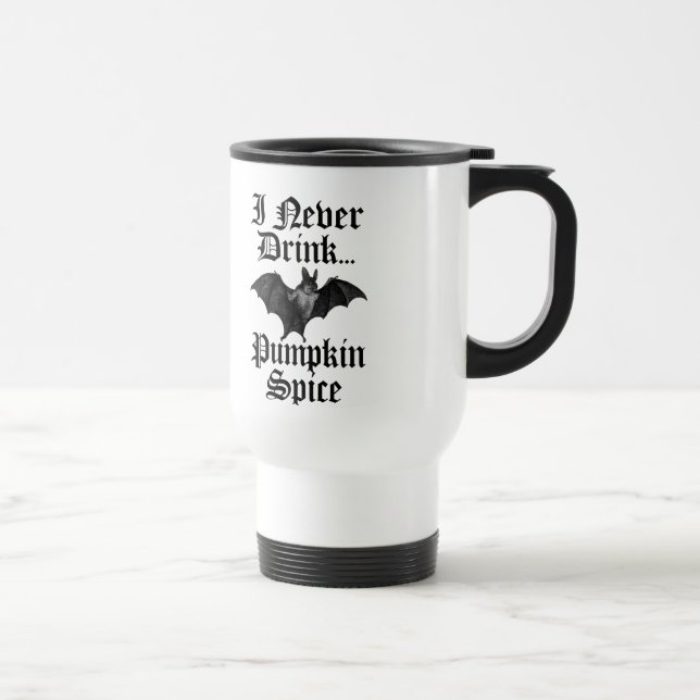 Caneca Térmica Vampiro Eu Nunca Bebo Tempero de Abóbora (Direita)