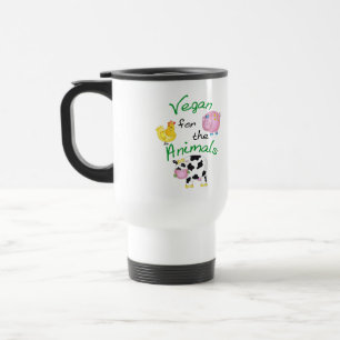 Caneca Térmica "Vegan para os animais" com porco bonito, vaca, &
