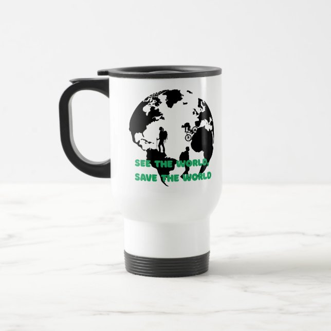 Caneca Térmica Veja o mundo salvando o mundo do ciclismo (Esquerda)