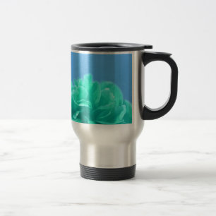 Caneca Térmica Verde azul colorido floral