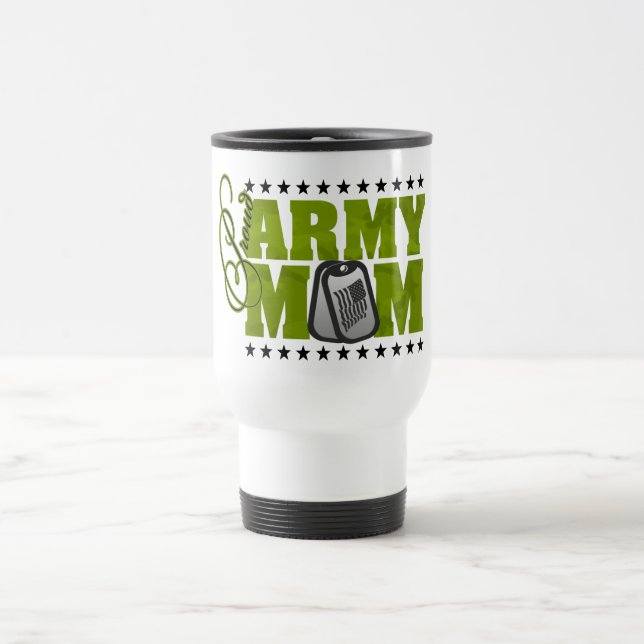 Caneca Térmica Verde orgulhoso Camo da mamã do exército (Centro)