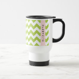 Caneca Térmica Verde Zigzag, Verde Chevron, Seu Nome