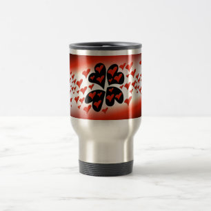Caneca Térmica Vermelho em Corações Pretos