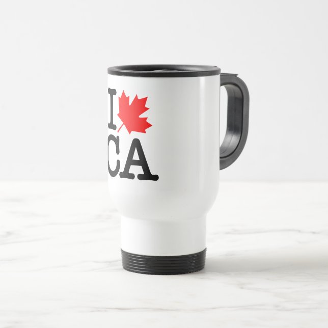 Caneca Térmica Very Polite Red Black I Love Canada Maple Leaf (Frente Esquerda)
