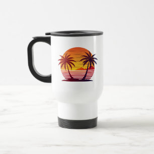 Caneca Térmica Vetor de pôr do sol com palmeiras