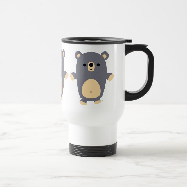 Caneca Térmica Viagem ao trabalho de Urso Azul Grande e Bonito (Direita)