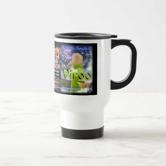 Caneca Térmica Viagem branco da astrologia do limite do Virgo de (Direita)
