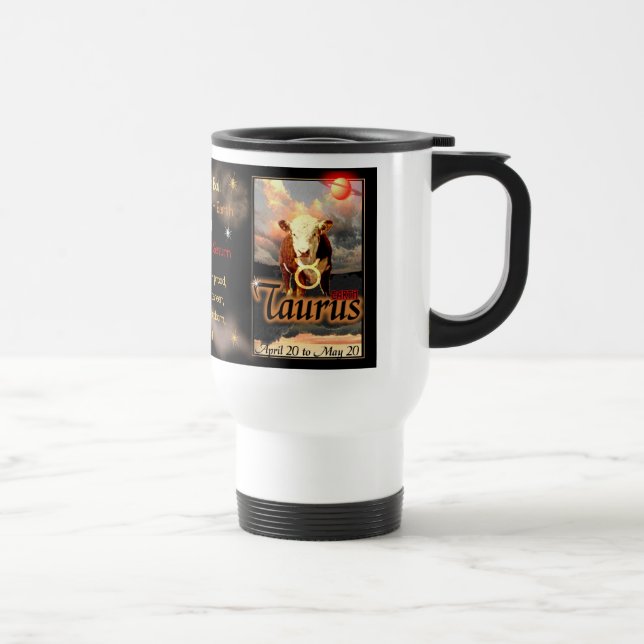 Caneca Térmica Viagem branco do zodíaco do Taurus (Direita)
