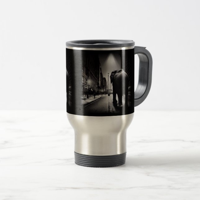 Caneca Térmica Viagem/Caneta Viagem ao trabalho de elefante centr (Frente Esquerda)