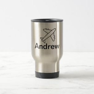 Caneca Térmica Viagem de avião minimalista simples adicione seu n