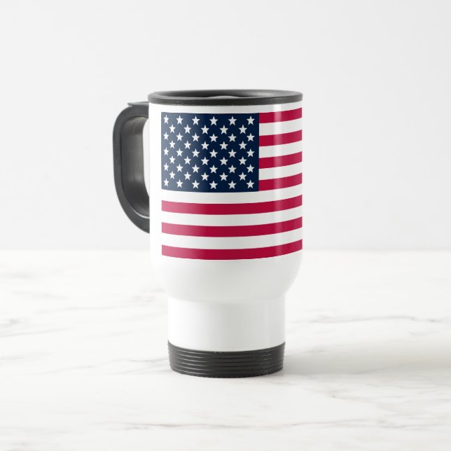 Caneca Térmica Viagem de bandeira americana/caneca Viagem ao trab (Frente Esquerda)