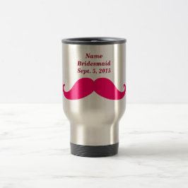 Caneca Térmica Viagem de bigode cor-de-rosa/Viagem ao trabalho