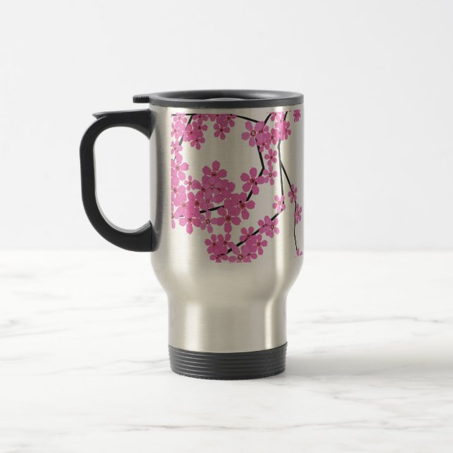 Caneca Térmica Viagem de de cereja com Design (Esquerda)