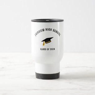 Caneca Térmica Viagem de texto simples de graduação