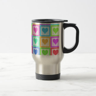 Caneca Térmica Viagem do teste padrão da edredão do coração do